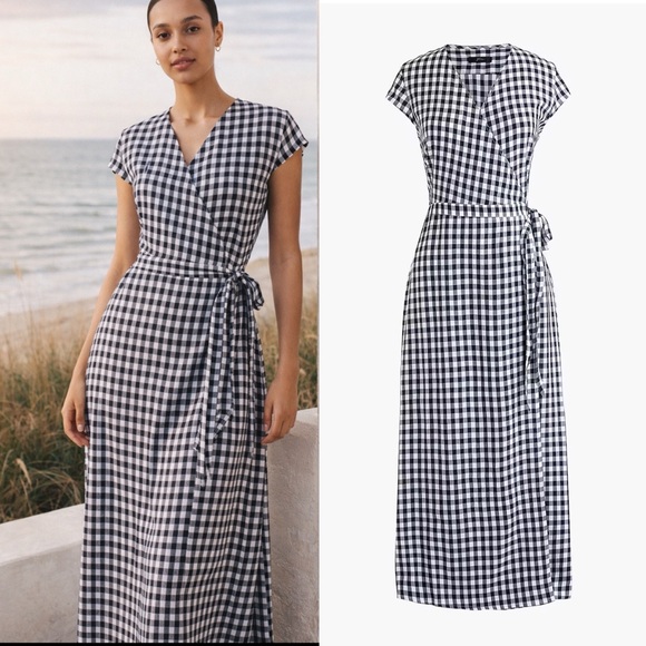 J. Crew Dresses & Skirts - J.Crew NWOT Viscose Midi wrap dress in gingham size Small